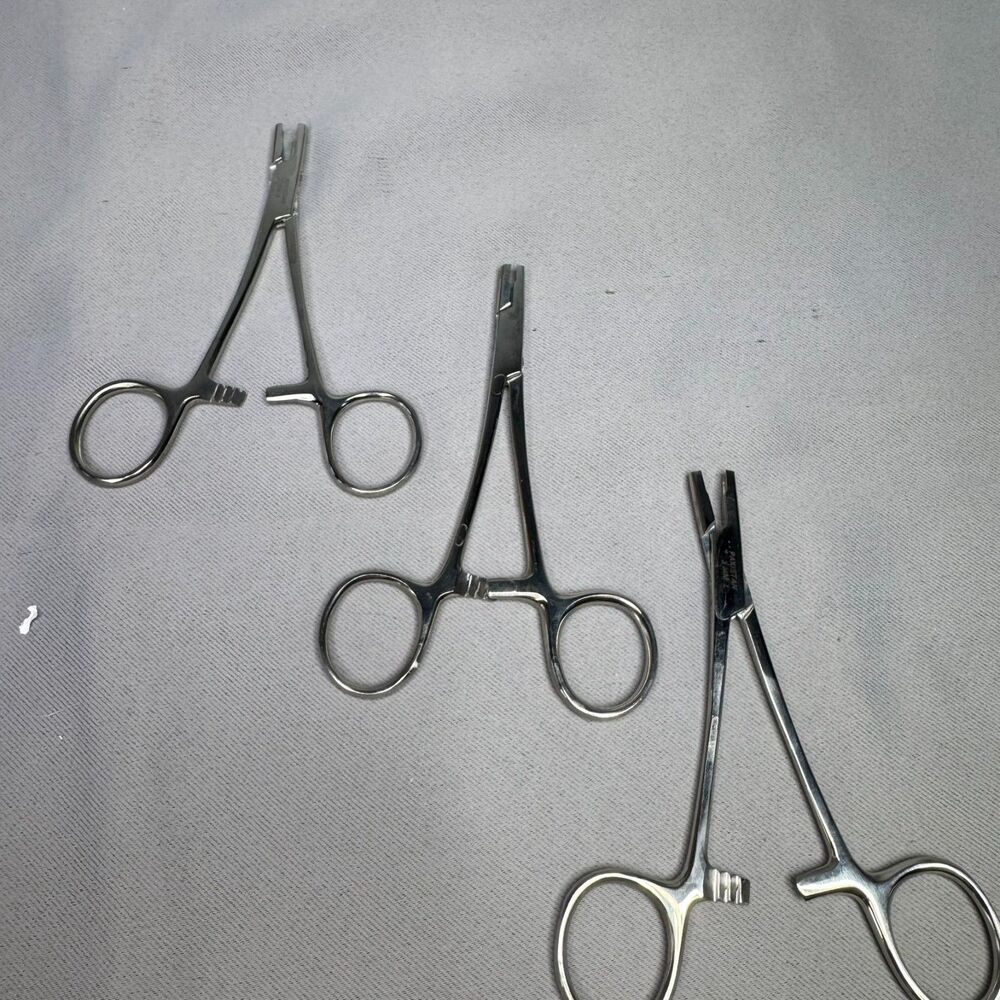 Lot 3 Slotted Piercing Forceps Stainless Steel Body Jewelry Clamp Tools